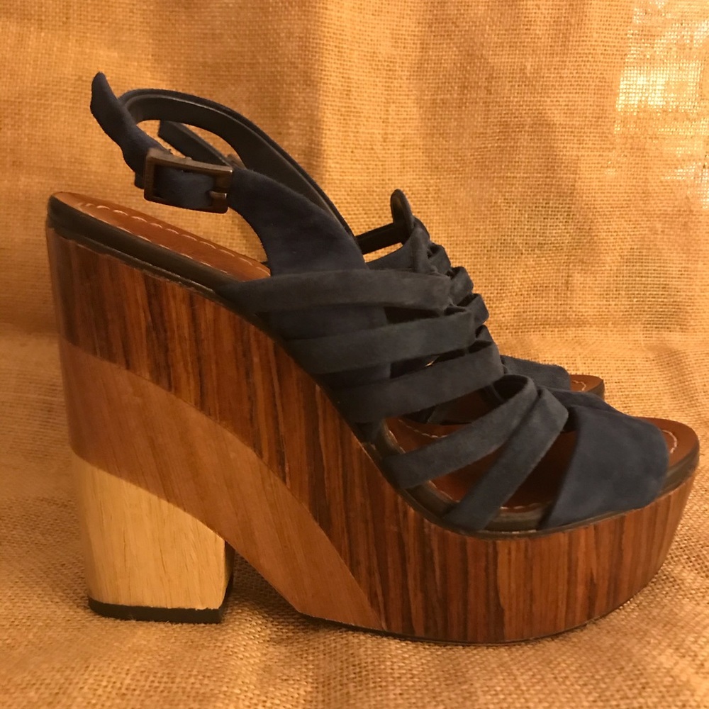 Vince Camuto Blue Suede Platform Sandals